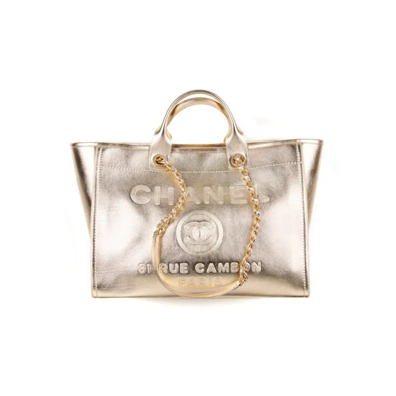 CHANEL 22A Early Autumn Logo Handbag Tubas Women's Gold-0