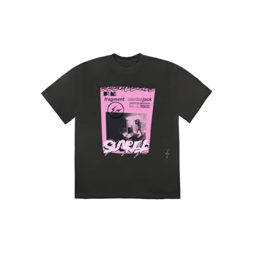 Travis Scott Cactus Jack x Fragment Design Pink Sunrise T-shirt Washed Black