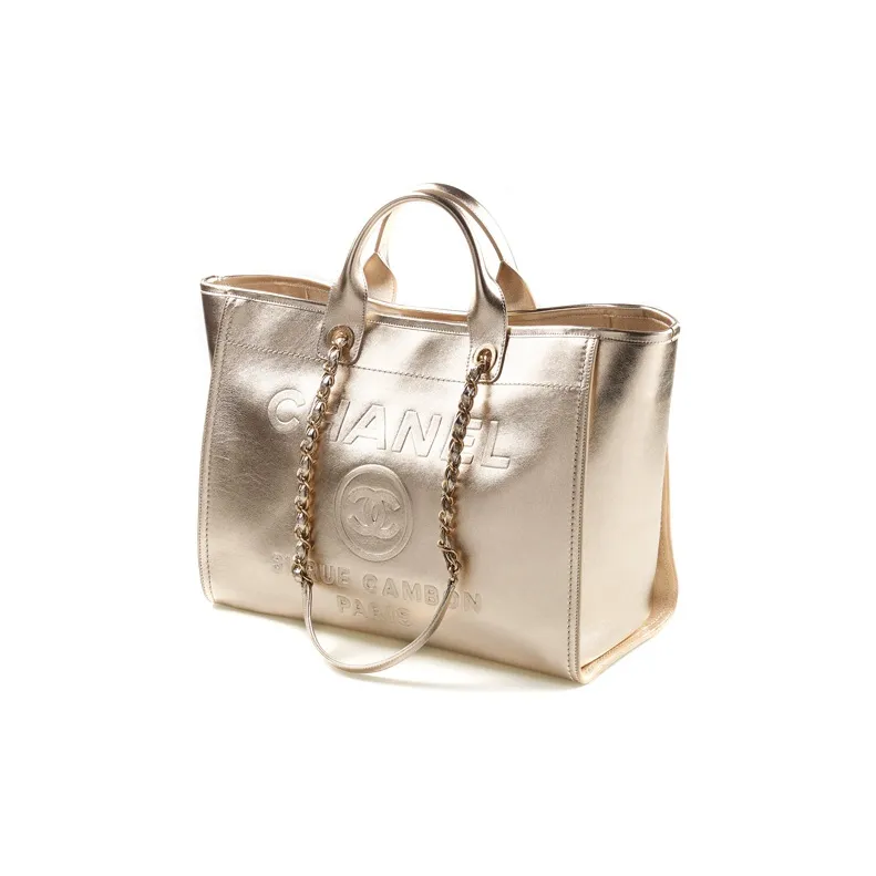CHANEL 22A Early Autumn Logo Handbag Tubas Women's Gold-2