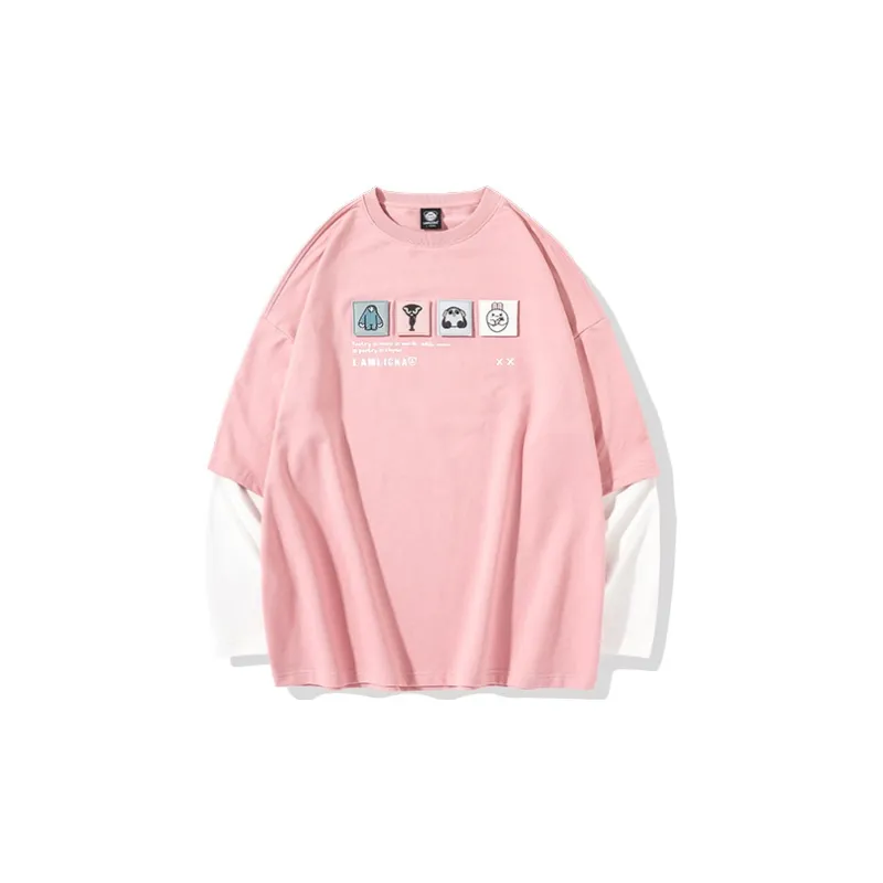 LAMLICKA YINYUEXIONGMAO Crew Neck Fitted Mock Two Piece T Shirt Unisex-6