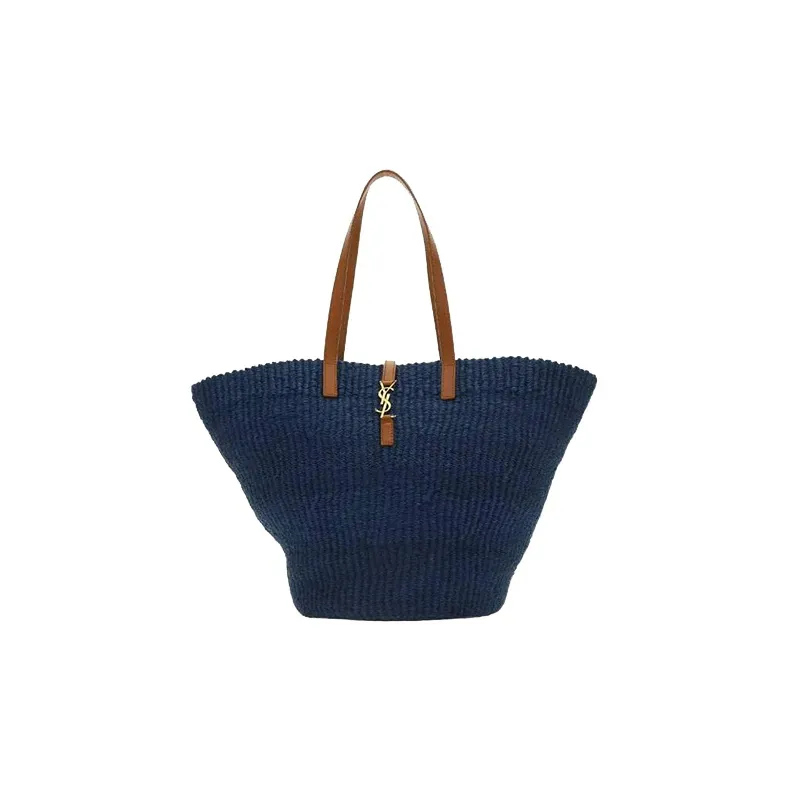 SAINT LAURENT Cow Leather Tote Bag Shopping Bag Handbag Women's Blue/Purple-0