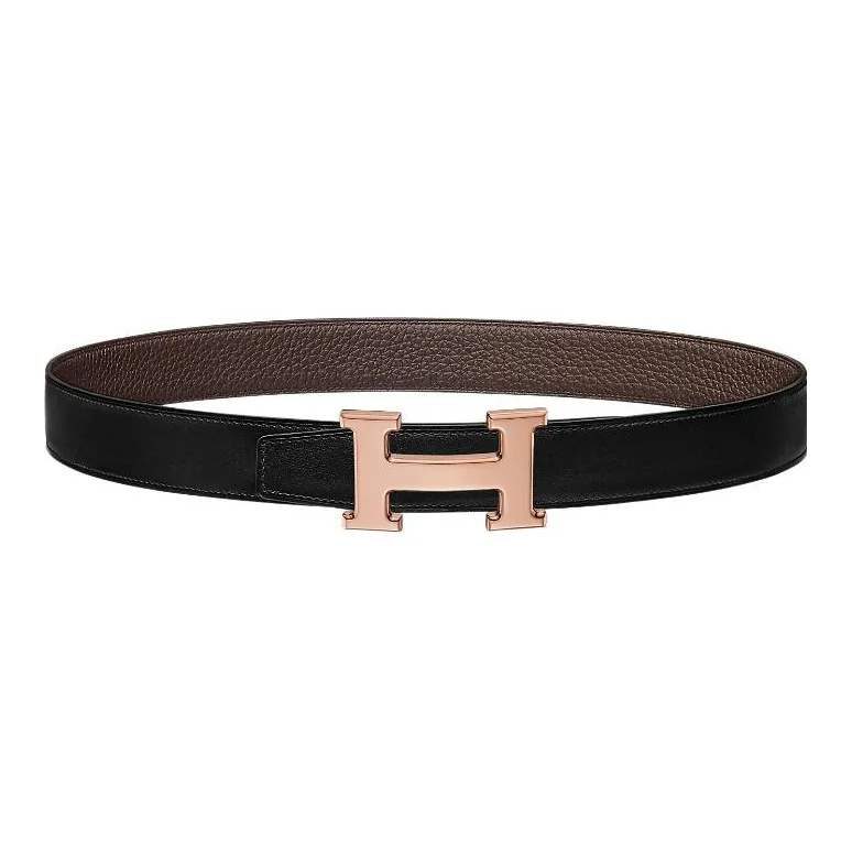HERMES Constance Leather Belts Men Black-0