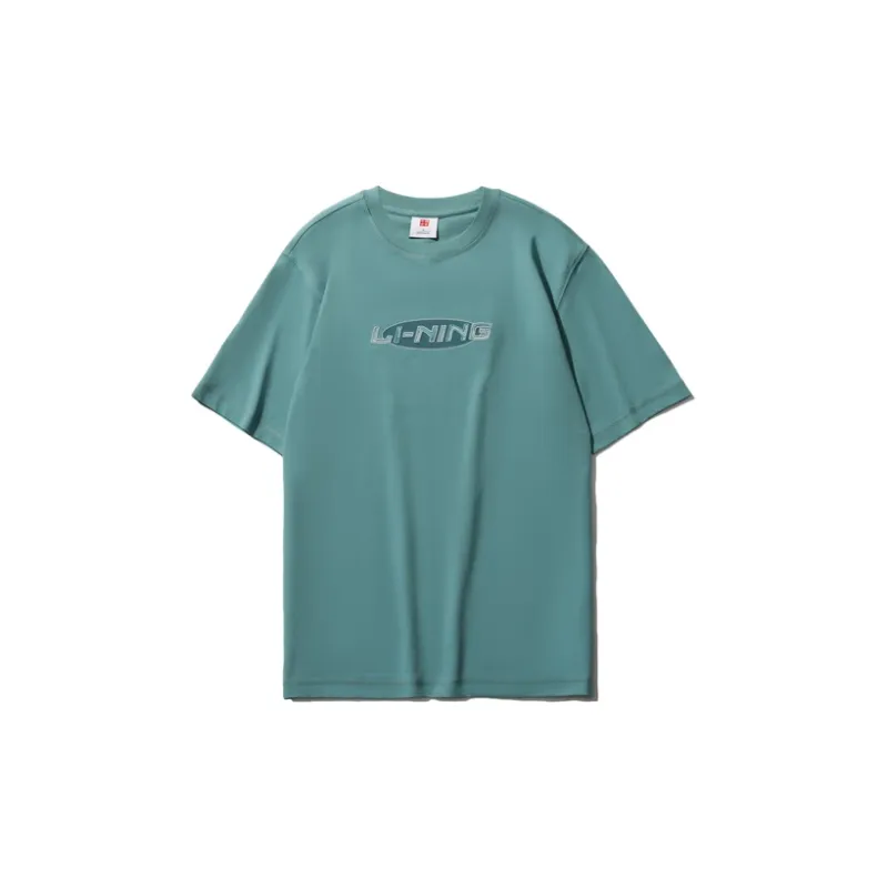 LiNing Sports Basketball Collection T Shirts Men Gray Lake Blue-1