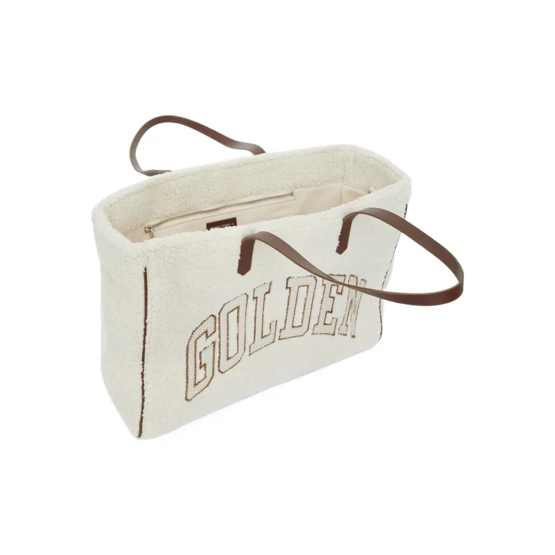 Golden Goose Polyurethane Patchwork With Cow Leather Tote Bag Shopping Bag Shoulder Bags Handbags Women's White-1