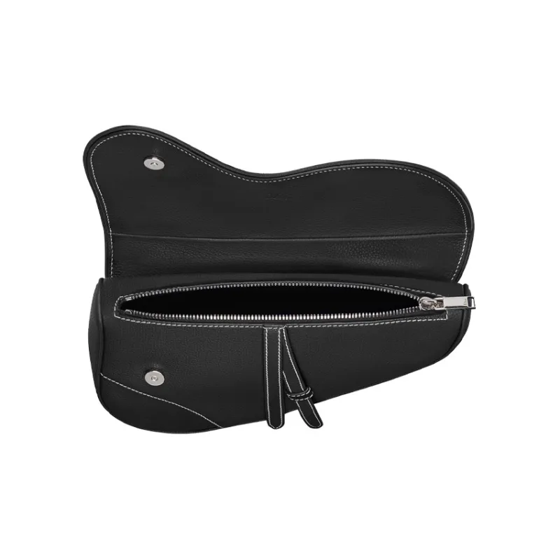 DIOR KAWS Collaboration Saddle Calfskin Bee Saddle Bag Fanny Pack Sling Bag Shoulder Bag Crossbody Bag Men's Black-2