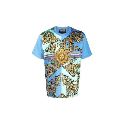 VERSACE JEANS COUTURE Mens SS22 Print Crewneck T-Shirt Blue