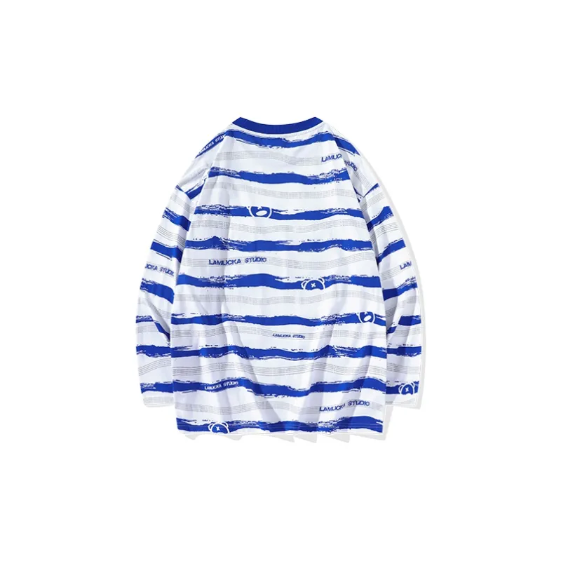 LAMLICKA Long Sleeved T Shirt Unisex Blue-1