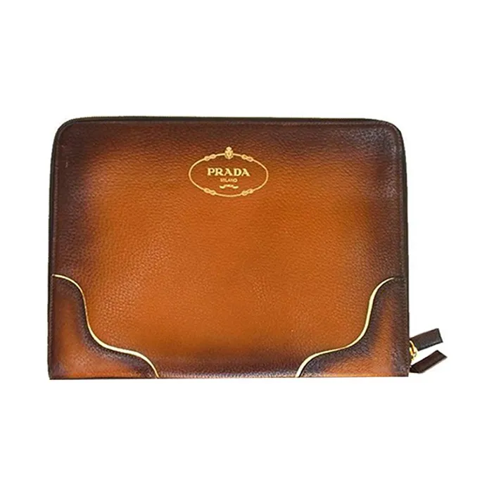 PRADA Leather Wallet Men's Brown-0