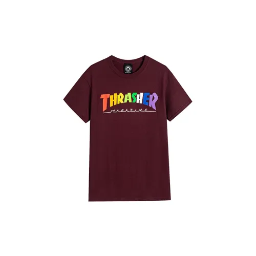 Thrasher T-Shirts Unisex Burgundy