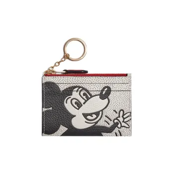 COACH X Disney X Keith Haring Skinny Wallet Pebbled Leather Card Holder Unisex White