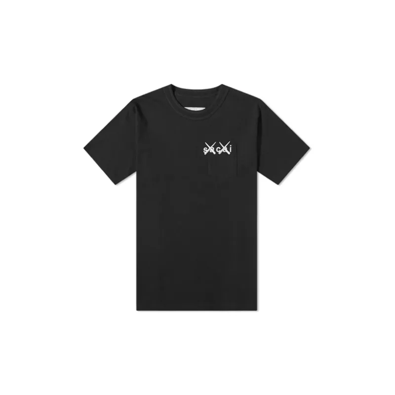 KAWS X Sacai Embroidery Tee White X Black - POIZON