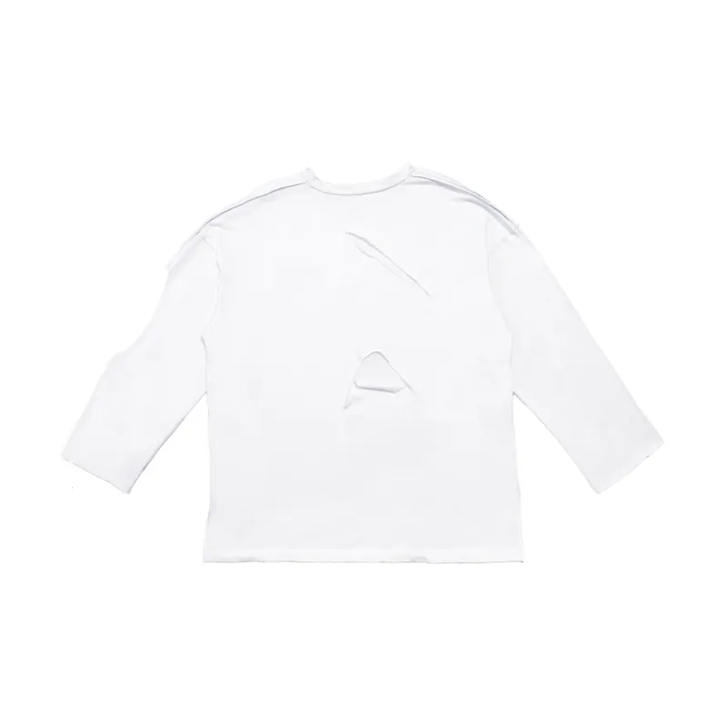 LOSTCTRL Straight Long Sleeved T Shirt Unisex White-1