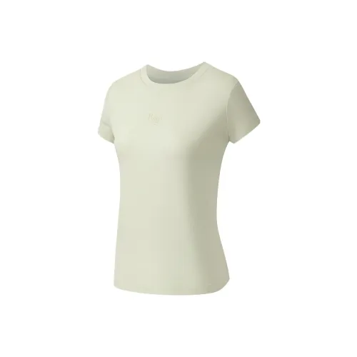 LINING Fitness Series T-Shirts Women's Cyan And White Jade Color