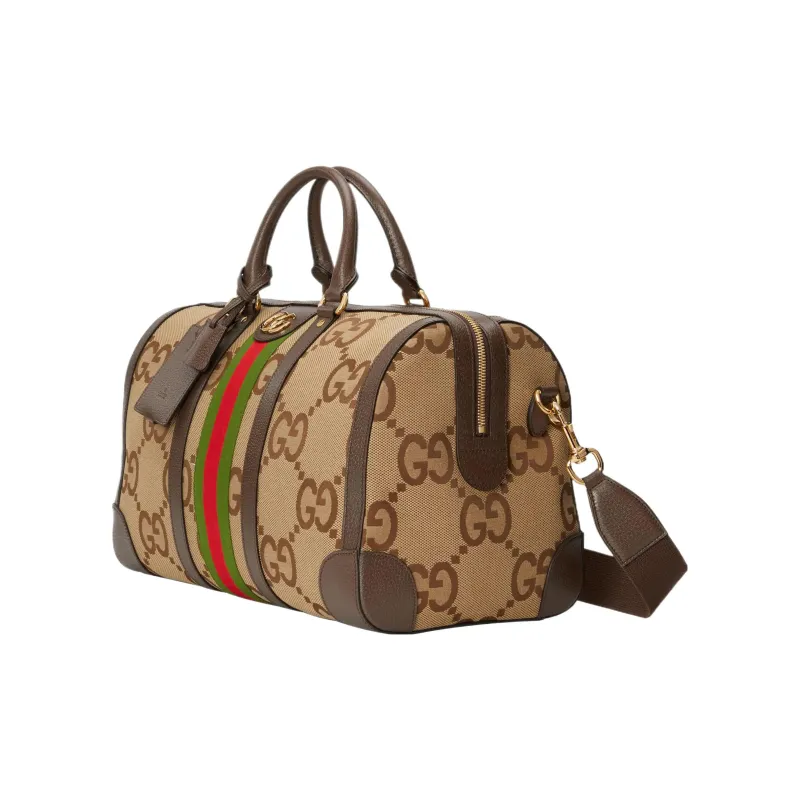 GUCCI Canvas Luggage Bag Handbags Unisex Brown-2