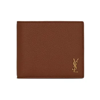 SAINT LAURENT Grained Leather Wallet Men's Brown