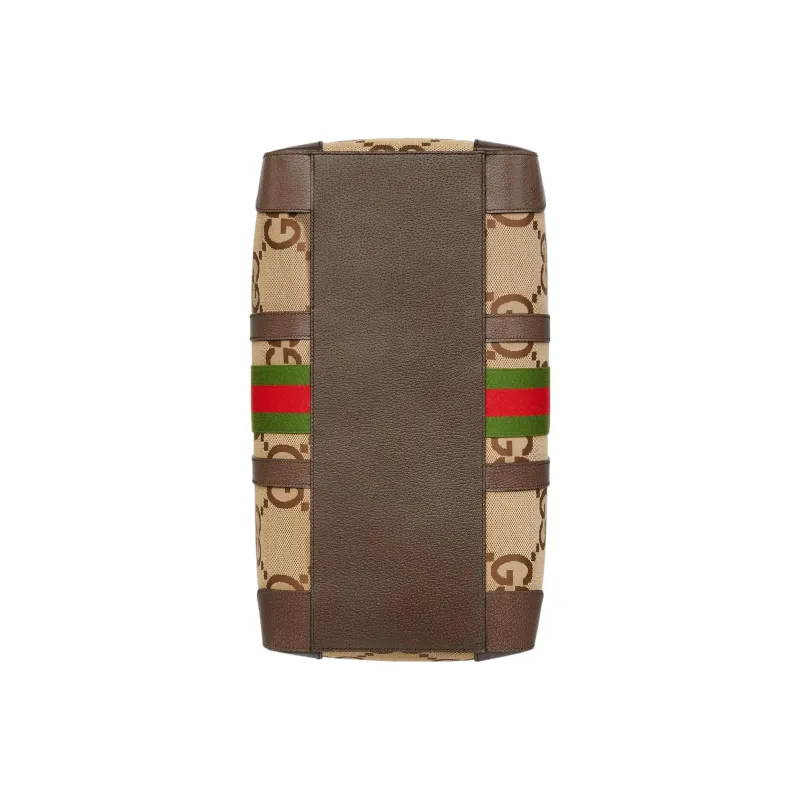 GUCCI Canvas Luggage Bag Handbags Unisex Brown-6