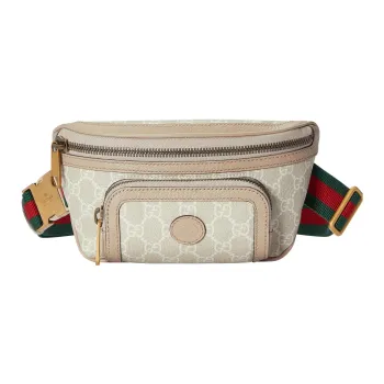 GUCCI Canvas Canvas Bag Fanny Pack Sling Bag Unisex Beige