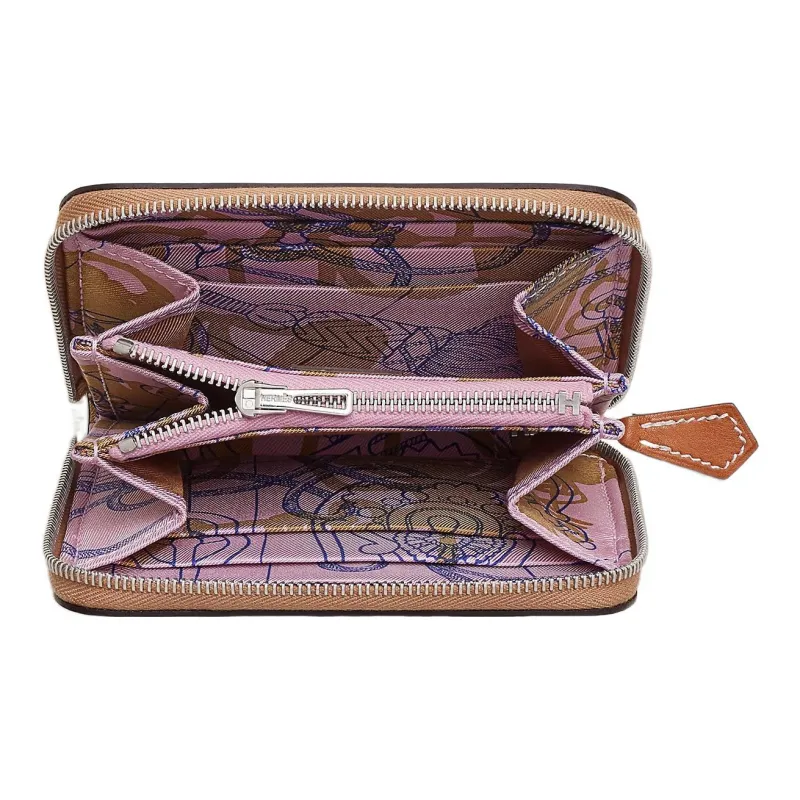 HERMES Silk'In Epsom And Barenia Cow Leather Coin Purse Women's 0M CHAI Milk Tea Beige-3