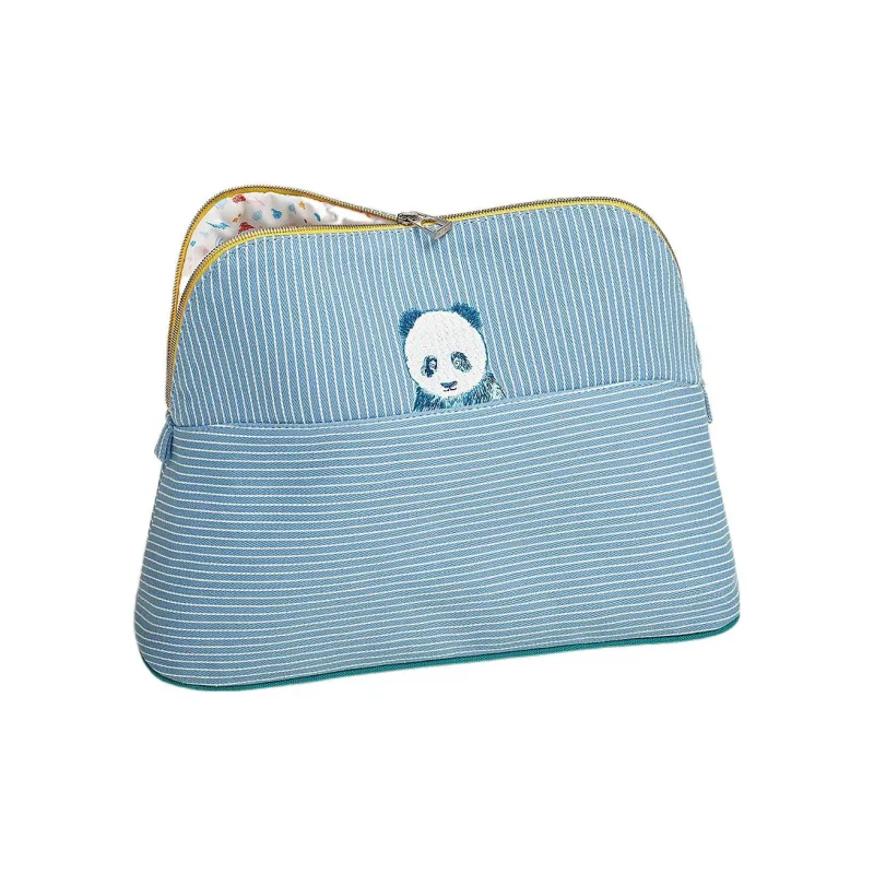 HERMES Bolide Cotton And Canvas Bowling Bag, Canvas Bag, Storage Bag, Clutch, Makeup Bag Women's Bleuet Cornflower Blue-1