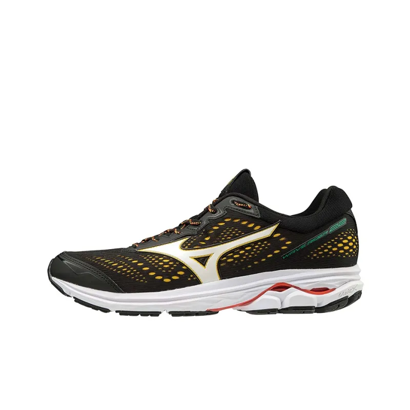 Mizuno Wave Rider 22 Cushioning Anti-Slip And Wear-Resistant Low-Top Running Shoes Men's Black White Yellow-0