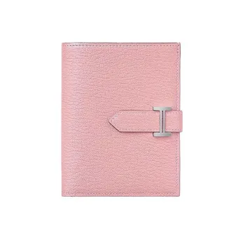 HERMES Bearn Mysore Goat Skin Card Holder Wallet Women's 3Q Rose Sakura Cherry Blossom Pink
