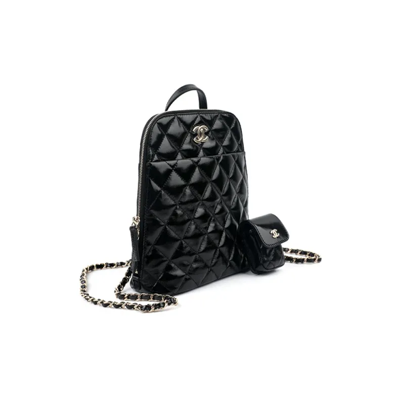 CHANEL Leather 2 in 1 Backpack Women's Black-1