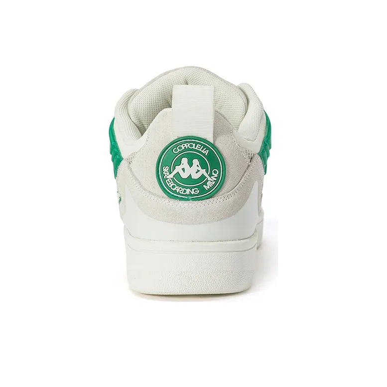 Kappa Anti-Slip Wear-Resistant Low-Top Skateboard Shoes Unisex White Pale Green-5