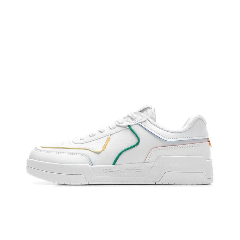 Anta Anti-Slip Wear-Resistant Low-Top Skateboard Shoes Men's White Yellow-0