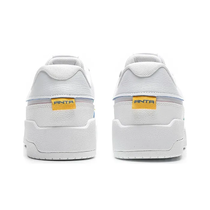 Anta Anti-Slip Wear-Resistant Low-Top Skateboard Shoes Men's White Yellow-4