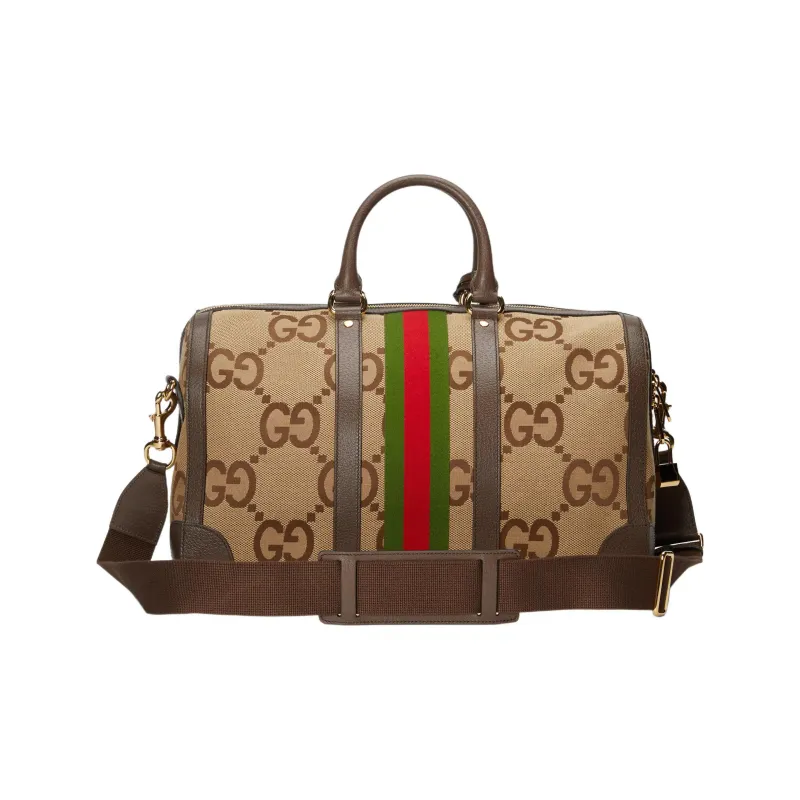 GUCCI Canvas Luggage Bag Handbags Unisex Brown-1