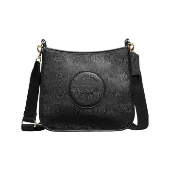 COACH Dempsey Pebbled Leather Document Bag Shoulder Bag Crossbody Bag Large Size Women's Black