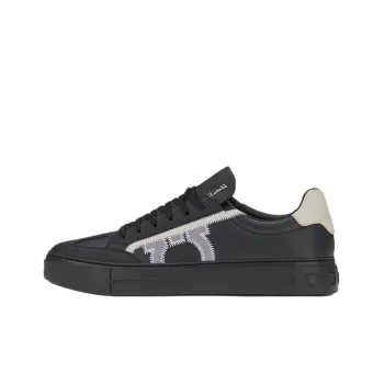 FERRAGAMO GANCINI Low Top Stylish Skateboarding Shoes Men's Black Gray