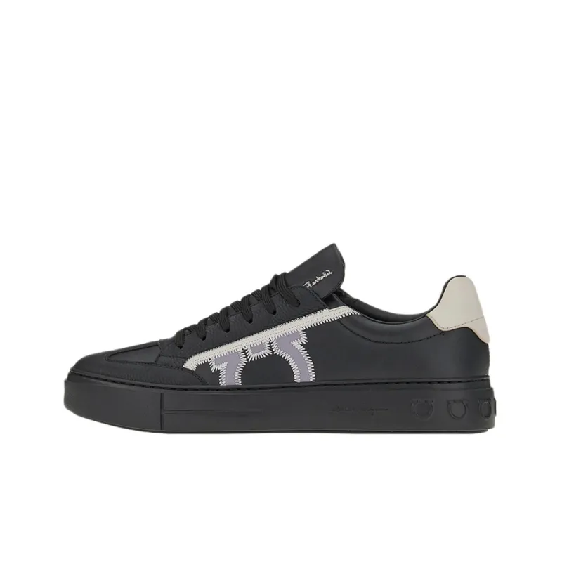 FERRAGAMO GANCINI Low Top Stylish Skateboarding Shoes Men's Black Gray-0