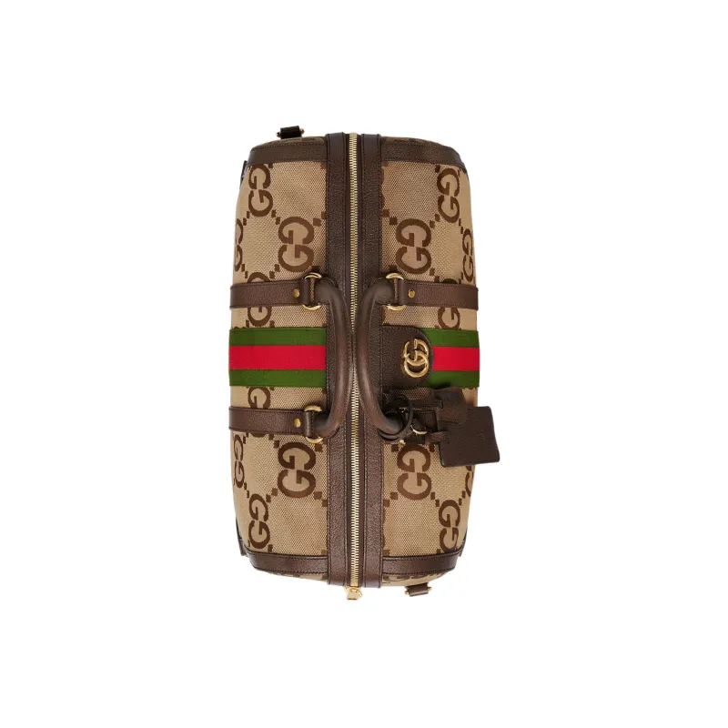 GUCCI Canvas Luggage Bag Handbags Unisex Brown-5