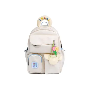 LOLA DESIGN Nylon Backpack Regular Women's Sea Salt White/Cream Yellow/Blue