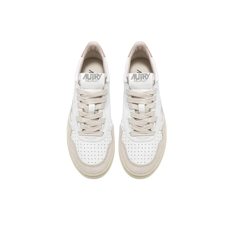AUTRY Medalist Leather Low White Pink Women's-2