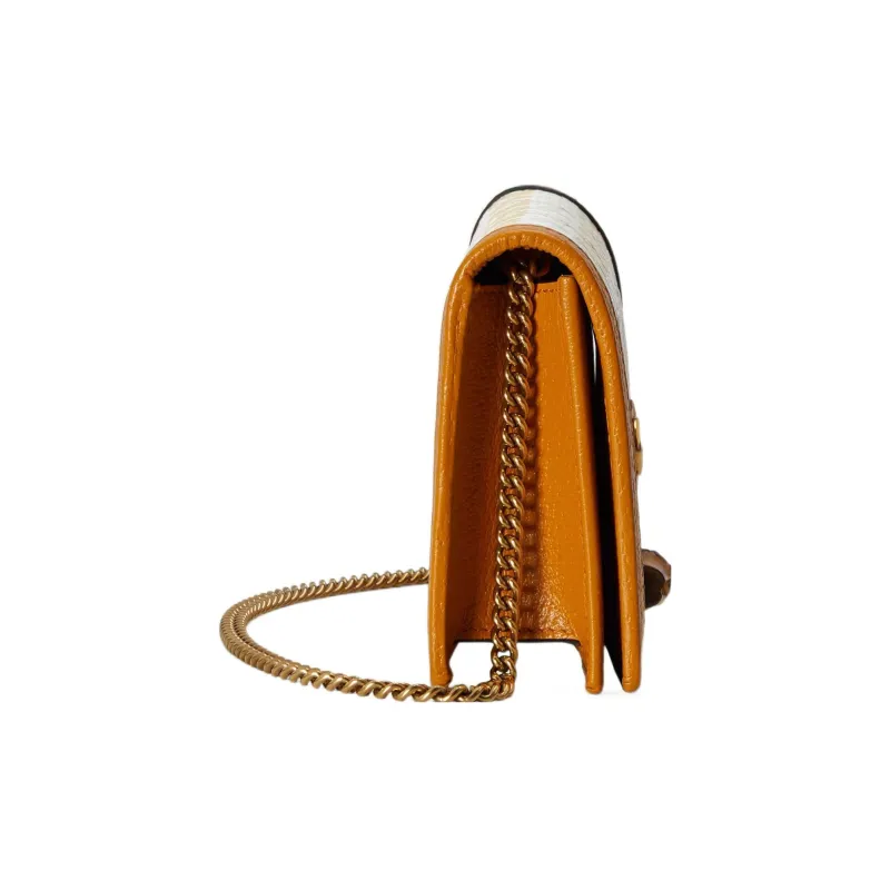 GUCCI Diana Leather Trim Shoulder Bag Crossbody Bag Women's Beige/Orange-3