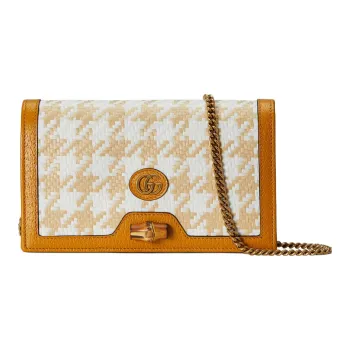 GUCCI Diana Leather Trim Shoulder Bag Crossbody Bag Women's Beige/Orange