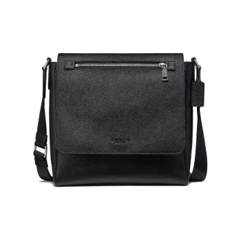 COACH Kennedy Leather Shoulder Bag Crossbody Bag Large Size Men's Black