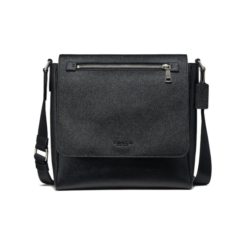 COACH Kennedy Leather Shoulder Bag Crossbody Bag Large Size Men's Black-0