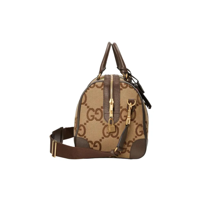 GUCCI Canvas Luggage Bag Handbags Unisex Brown-3