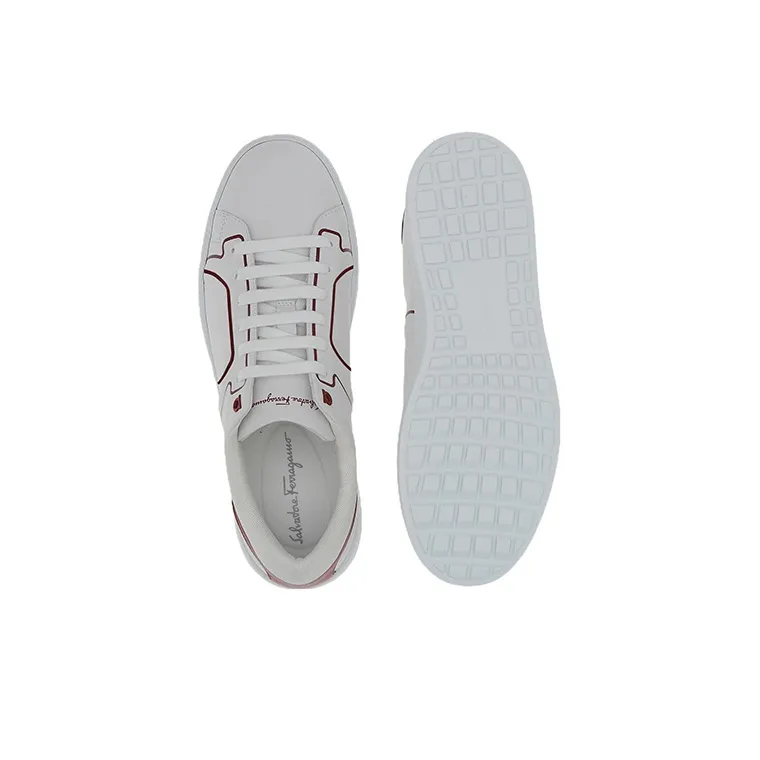 FERRAGAMO Low Top Stylish Skateboarding Shoes Men's White Red-5