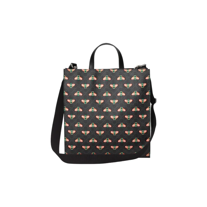 GUCCI Leather Tote Bag Shopping Bag Handbag Men's Black-6