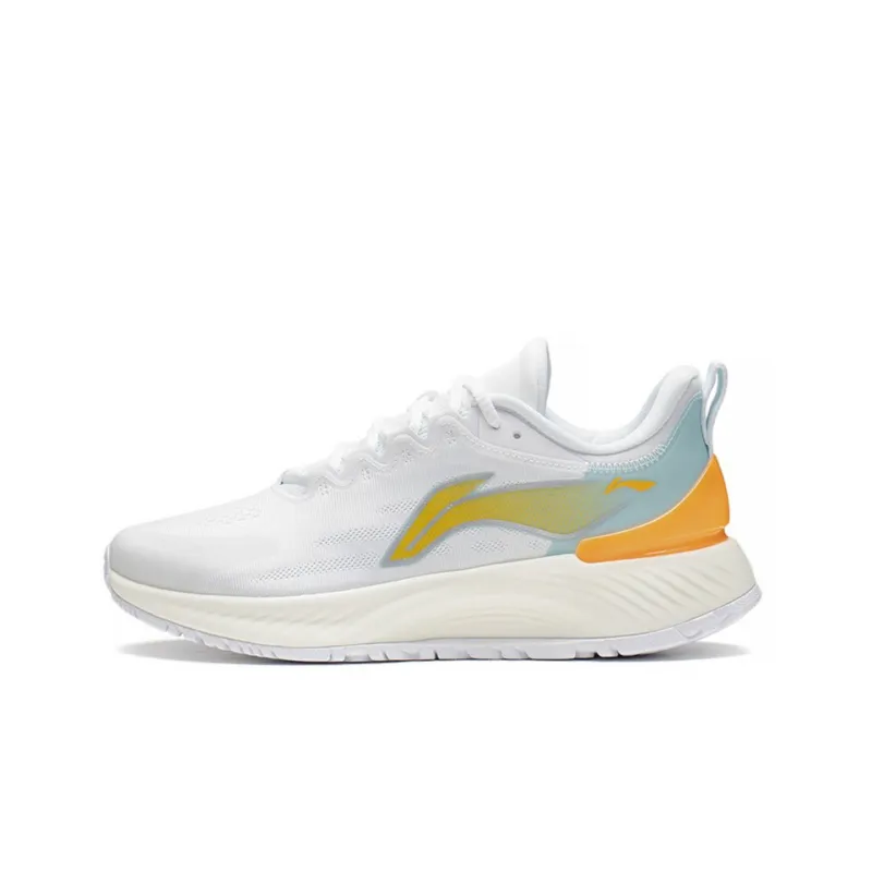 LiNing YueYing Element Breathable Lightweight Low Top Running Shoes Men's White Blue Yellow-0