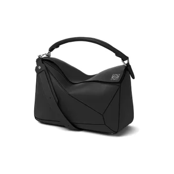LOEWE Puzzle Cow Leather Puzzle Bag Shoulder Bag Crossbody Bag Handbag Medium Size Women's Black