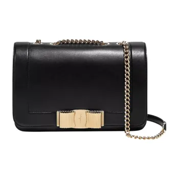 FERRAGAMO Cow Leather Shoulder Bag, Crossbody Bag Regular Women's Black