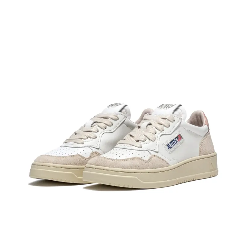 AUTRY Medalist Leather Low White Pink Women's-1