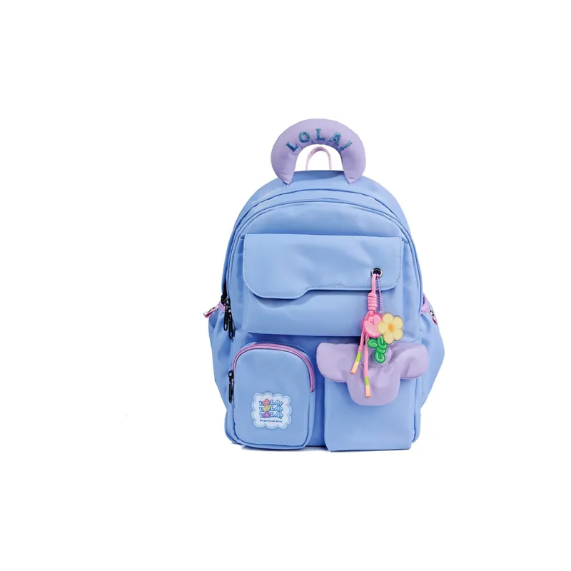 LOLA DESIGN Nylon Backpack Regular Women's Sea Salt White/Cream Yellow/Blue-12