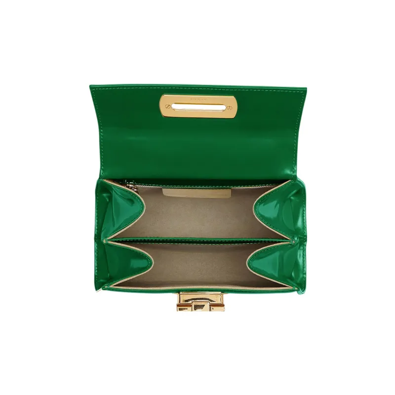 FERRAGAMO Museum Brushed Cow Leather Handbag Trumpets Women's Bright Green-2