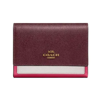 COACH Leather Wallet Medium Size Women's Rose Red & White